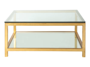 Artistica Home by Lexington Metal Designs Per Se 42 Inch Square Metal Cocktail Table Gold Leaf/Clear
