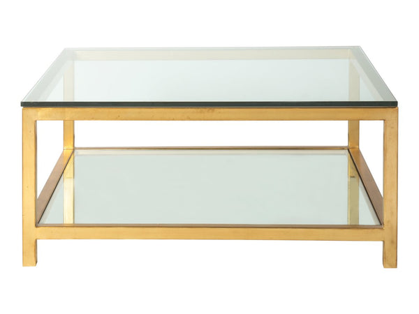 Artistica Home by Lexington Metal Designs Per Se 42 Inch Square Metal Cocktail Table Gold Leaf/Clear