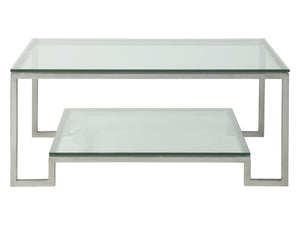 Artistica Home by Lexington Metal Designs Bonaire 42 Inch Rectangular Metal Cocktail Table Silver Leaf/Clear