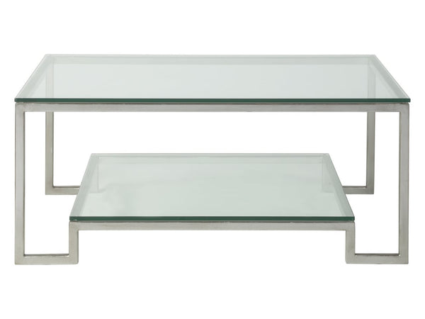 Artistica Home by Lexington Metal Designs Bonaire 42 Inch Rectangular Metal Cocktail Table Silver Leaf/Clear