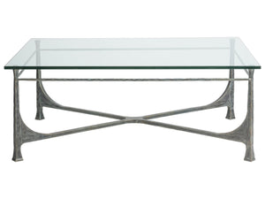 Artistica Home by Lexington Metal Designs Bruno 48 Inch Rectangular Metal Cocktail Table Iron Gray/Clear