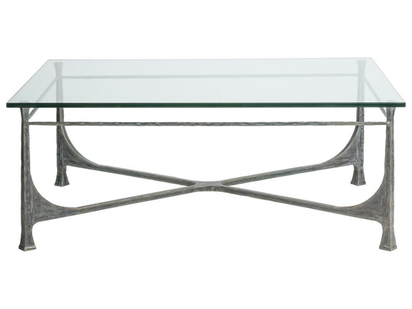 Artistica Home by Lexington Metal Designs Bruno 48 Inch Rectangular Metal Cocktail Table Iron Gray/Clear
