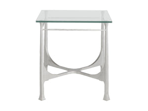 Artistica Home by Lexington Metal Designs Bruno 25 Inch Square Metal End Table Silver/Gold/Clear