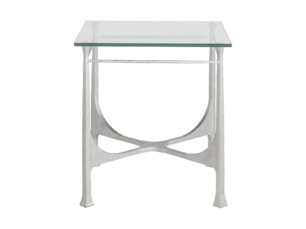 Artistica Home by Lexington Metal Designs Bruno 25 Inch Square Metal End Table Silver/Gold/Clear