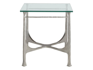 Artistica Home by Lexington Metal Designs Bruno 25 Inch Square Metal End Table Silver Leaf/Clear