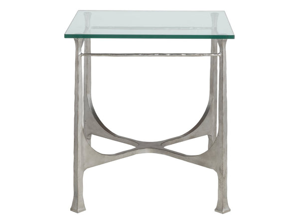 Artistica Home by Lexington Metal Designs Bruno 25 Inch Square Metal End Table Silver Leaf/Clear