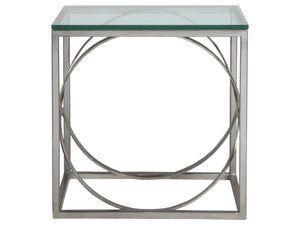 Artistica Home by Lexington Metal Designs Ellipse 18 Inch Rectangular Metal End Table Silver Leaf