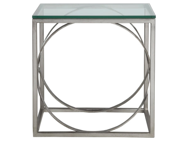 Artistica Home by Lexington Metal Designs Ellipse 18 Inch Rectangular Metal End Table Silver Leaf