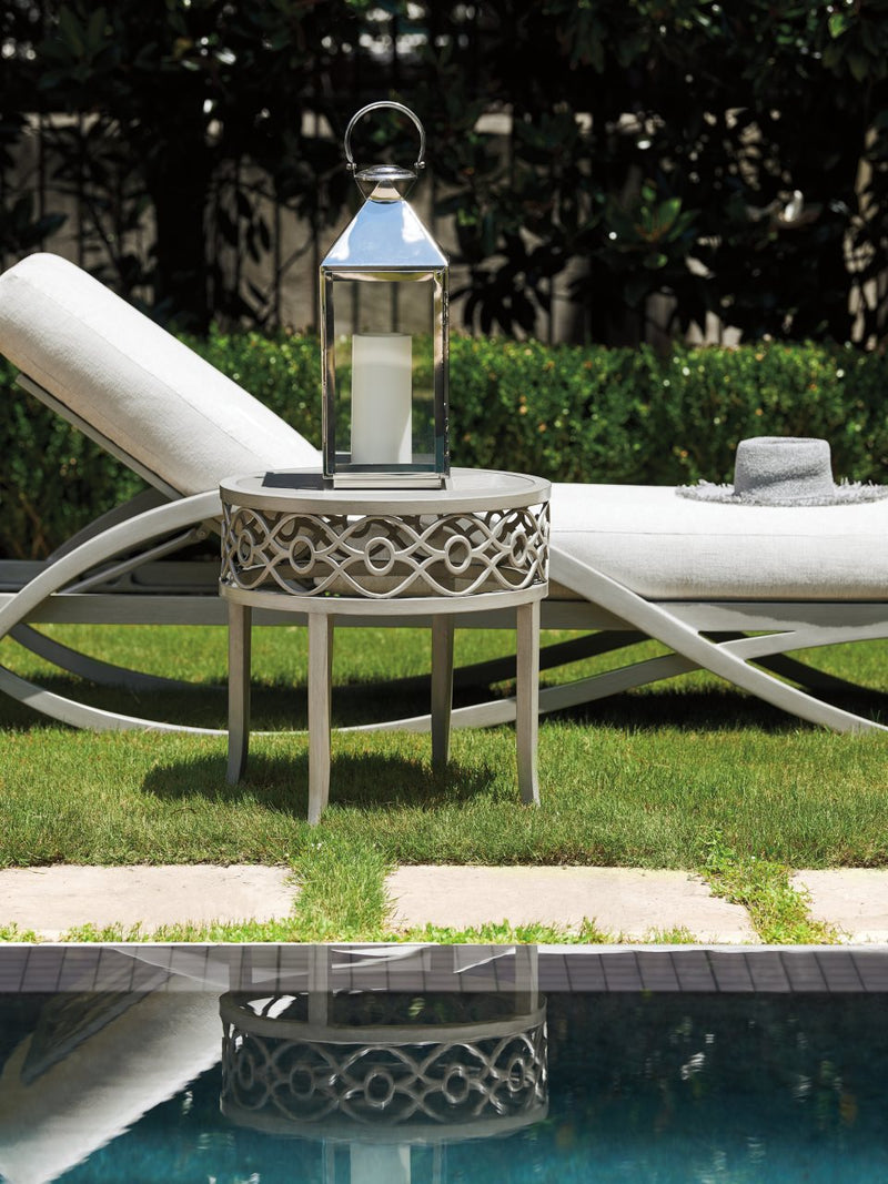 Tommy Bahama Outdoor by Lexington Silver Sands Soft Gray Round End Table
