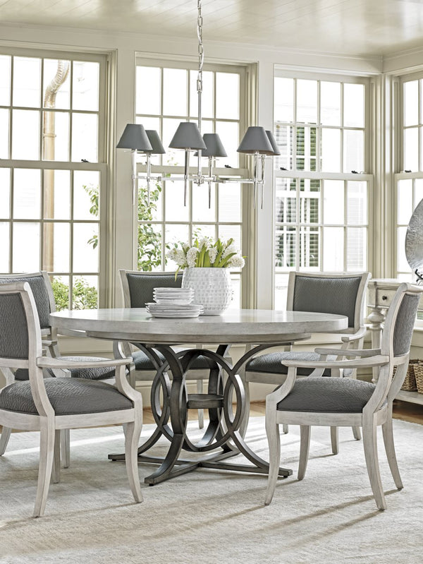 Oyster Bay by Lexington King Louis Back Armchair Wood/Upholstered/Fabric in Gray/Brown