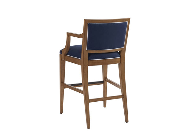 Barclay Butera by Lexington Newport Bar & Counter Stool Upholstered/Metal in Blue/Brown