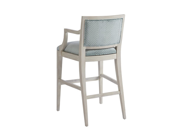Barclay Butera by Lexington Newport 30 Inch Bar Stool Upholstered/Metal Blue/Brown/Gray