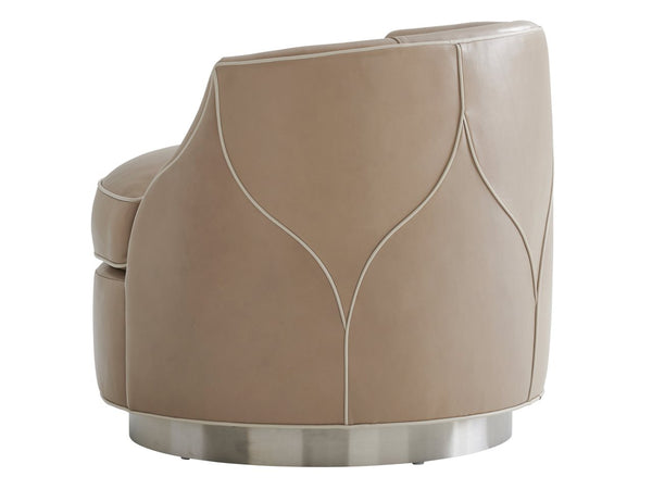 Avondole by Lexington Roberston Leather Swivel Barrel Chair