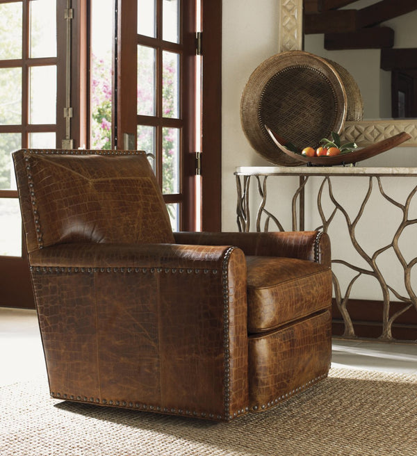 Tommy Bahama Home by Lexington Stirling Park Leather Swivel Chair Upholstery