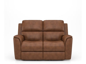 Flexsteel Henry Caramel Leather Triple Power Reclining Loveseat