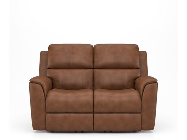 Flexsteel Henry Caramel Leather Triple Power Reclining Loveseat