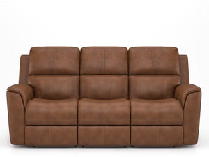 Flexsteel Henry Caramel Zero Gravity Leather Triple Power Reclining Sofa