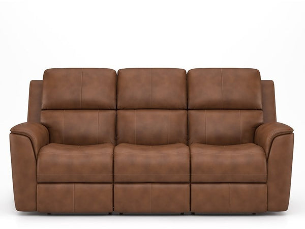 Flexsteel Henry Caramel Zero Gravity Leather Triple Power Reclining Sofa