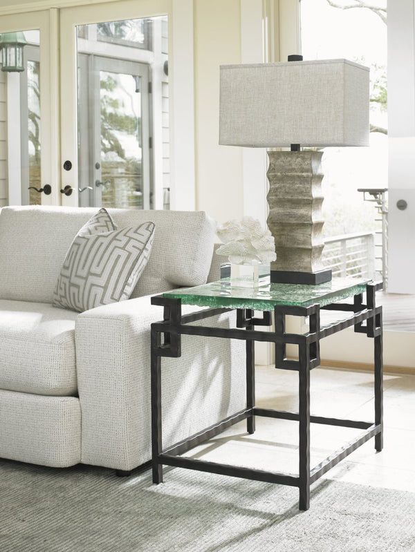 Tommy Bahama Home by Lexington Island Fusion Hermes Reef Glass Top End Table