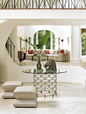 Laurel Canyon by Lexington Bollinger Round Dining Table with 54 Inch Glass Top