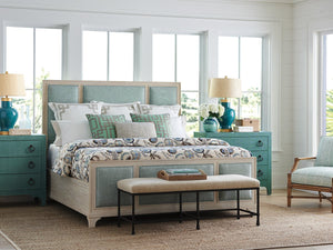 Barclay Butera by Lexington Newport Crystal Cove Wood Upholstered Panel Queen Bed White Washed/Ivory