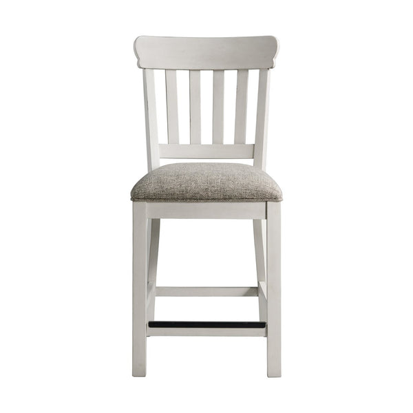 Intercon Drake Two-Toned Rustic White & French Oak Upholstered Counter-Height Slat Stool