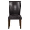 Steve Silver Hartford Brown Leather Side Chair In Dark Oak Finish