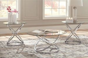 Hollynyx Hollywood Glitz 3-Piece Occasional Table Set Chrome Finish