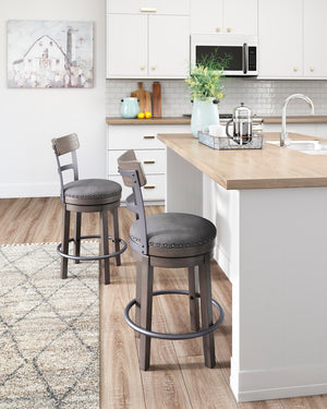 Caitbrook Upholstered Counter-Height Bar Swivel Stool Gray