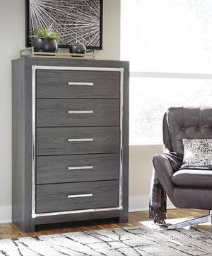 Lodanna Hollywood Glitz 5-Drawer Chest Gray