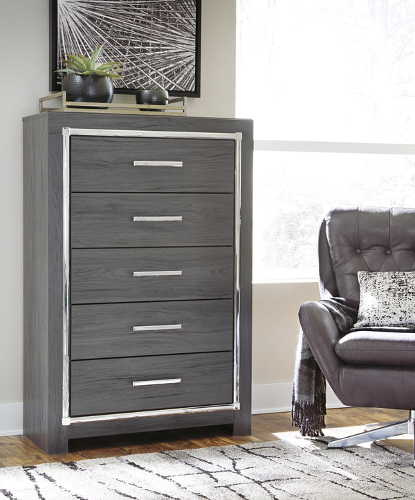 Lodanna Hollywood Glitz 5-Drawer Chest Gray