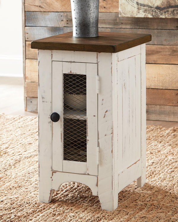 Wystfield Pastoral Charm 1-Door Chairside End Table White/Brown