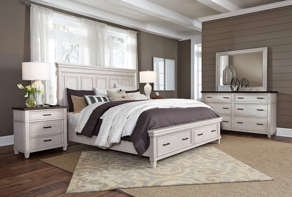 Aspenhome Caraway Aged Ivory King Panel Storage Bed