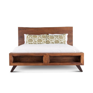 Home Trends Design London Loft Acacia Wood Live Edge King Bed in Walnut Finish