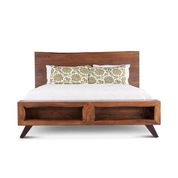 Home Trends Design London Loft Acacia Wood Live Edge King Bed in Walnut Finish