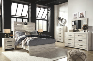 Cambeck Full Panel Bed with USB Whitewash