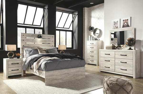 Cambeck Full Panel Bed with USB Whitewash