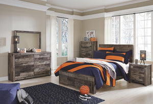 Derekson Full Panel Bed with 2-Drawers of Storage Multi Gray