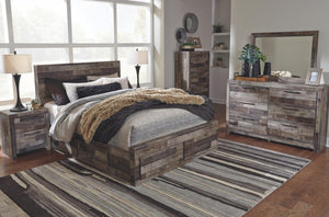 Derekson Queen Panel Bed with 4 Storage Drawers Multi Gray