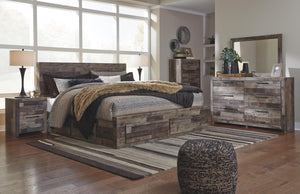 Derekson King Panel Bed with 4 Storage Drawers Multi Gray