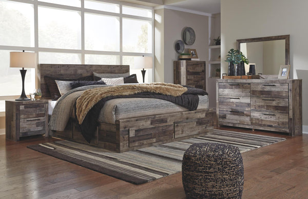 Derekson King Panel Bed with 4 Storage Drawers Multi Gray