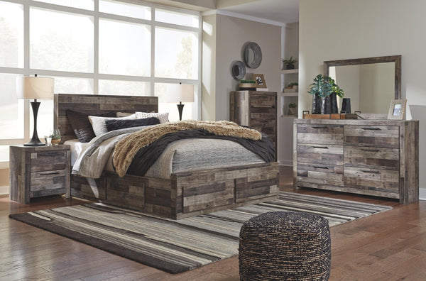 Derekson Queen Panel Bed with 6 Storage Drawers Multi Gray