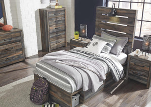 Drystan Twin Panel Bed with 4-Drawers of Storage & USB Multi