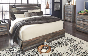 Drystan King Panel Bed with 2-Drawers of Storage & USB Multi