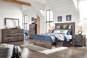 Drystan Full Bookcase Bed with 2-Drawers of Storage Multi