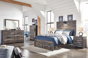 Drystan Full Panel Bed with 2-Drawers of Storage Multi