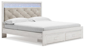 Altyra King Upholstered 2-Drawer Storage Bed White