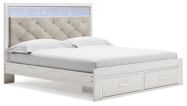 Altyra King Upholstered 2-Drawer Storage Bed White