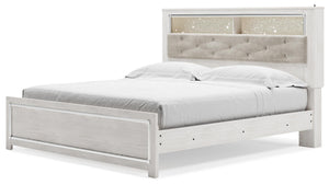 Altyra King Panel Bookcase Storage Bed White