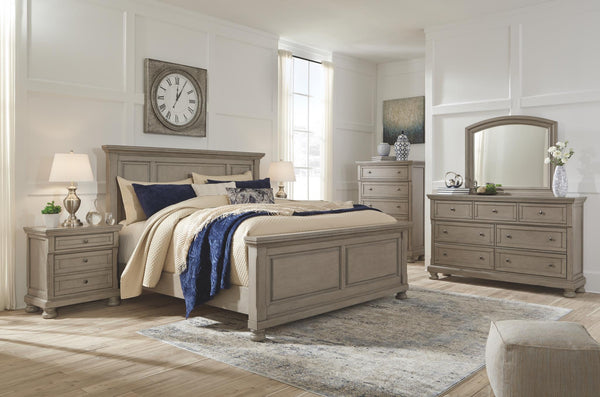 Lettner California King Sleigh Bed with 2-Drawers of Storage Light Gray